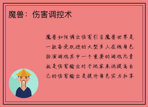 魔兽：伤害调控术